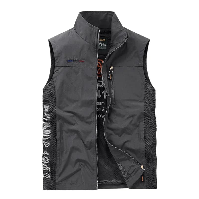 Pánská letní outdoorová vesta prodyšná síťovaná sportovní bunda do přírody 5XL