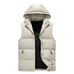 Pánská prošívaná vesta s kapucí na zip - teplá zimní bunda bez rukávů do outdooru - náhled 3
