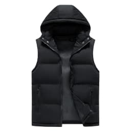 Pánská prošívaná vesta s kapucí na zip - teplá zimní bunda bez rukávů do outdooru - náhled 4