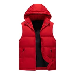 Pánská prošívaná vesta s kapucí na zip - teplá zimní bunda bez rukávů do outdooru - náhled 2