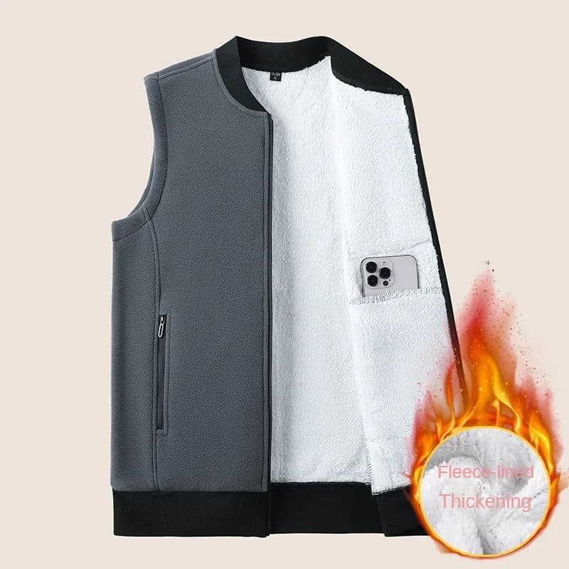 Pánská zimní vesta fleece zateplená béžová XXL prošívaná sportovní teplá vesta