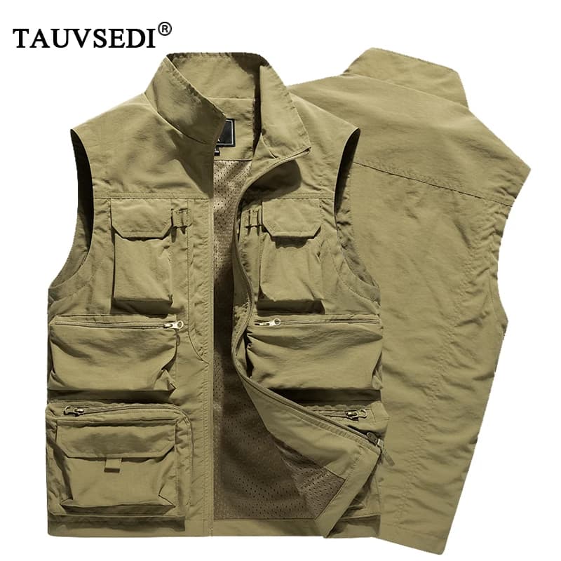 Pánská prodyšná vesta s kapsami - outdoorové oblečení pro sport a volný čas, velikost XS-6XL