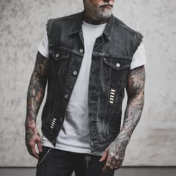Pánská džínová vesta s motivem lebky - módní streetwear pro volný čas - náhled 4