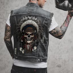 Pánská džínová vesta s motivem lebky - módní streetwear pro volný čas - náhled 6