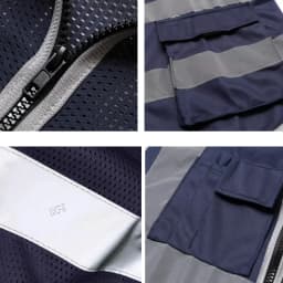 Pánská pracovní vesta Navy Blue síťovaná s kapsami a zipem - odolný profesionální oděv - náhled 4