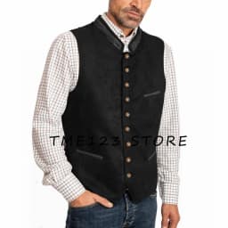 Pánská semišová vesta béžová elegantní slim fit společenské oblečení casual styl - náhled 3