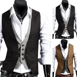 Pánská formální vesta slim fit, jednobarevná, společenské oblečení, V výstřih, elegantní střih - náhled 3