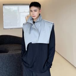 Pánská módní vesta cargo design street hip hop styl prodyšná multifunkční černá XXL - náhled 4