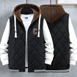 Pánská zimní vesta XXL - teplá prošívaná vesta s kapucí pro silnější postavy 3XL-10XL - náhled 3