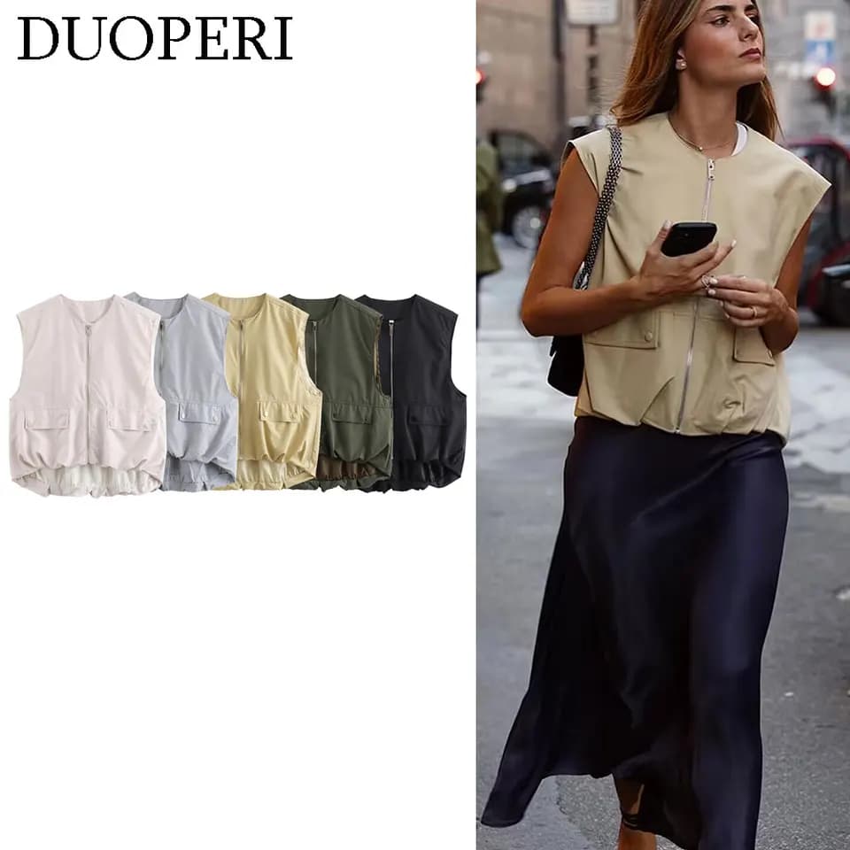 Dámská volná vesta bez rukávů - letní módní top na denní nošení, pohodlný střih O-neck