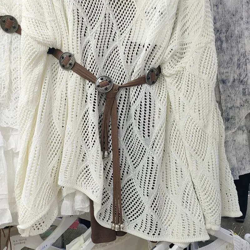 Elegantní dámský pletený set - průsvitný svetr volného střihu pro podzimní styl