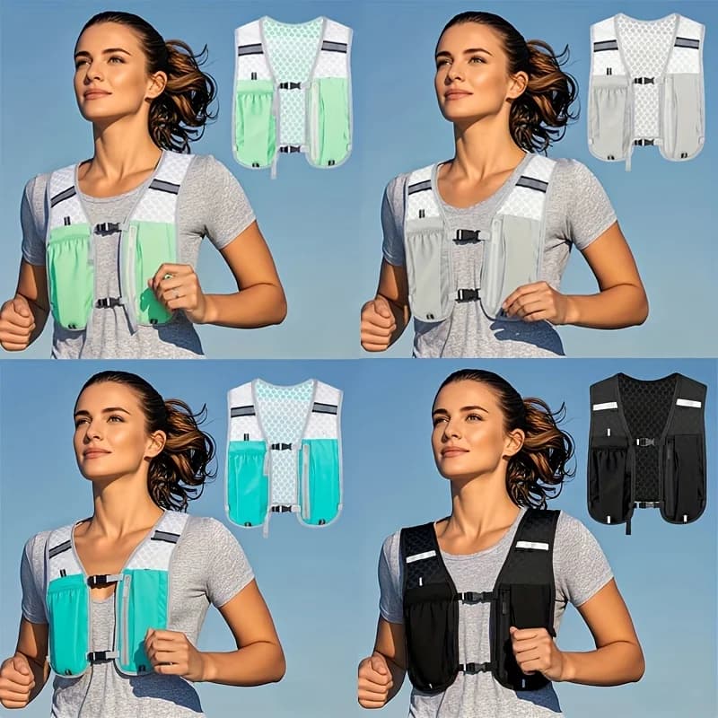 Dámská sportovní vesta s mnoha kapsami - prodyšná lehká multifunkční vesta na běhání a fitness