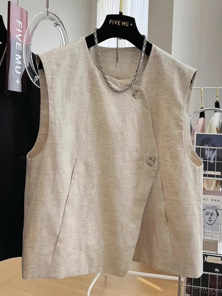 Dámskáodzimní vesta prošívaná elegantní volnočasový kabátek bez rukávů béžový M-XL