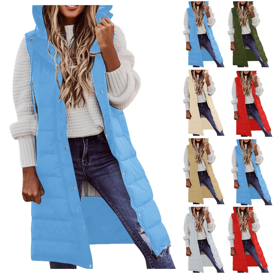 Dámská prošívaná vesta s kapucí - elegantní zimní kabátek do pasu, béžová