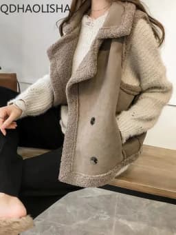 Dámská zateplená vesta svetle šedá volný střih elegantní zimní móda S-XL - náhled 5