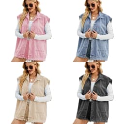 Dámská letní džínová vesta volný střih módní trendy délka midi modrá S-XL - náhled 2