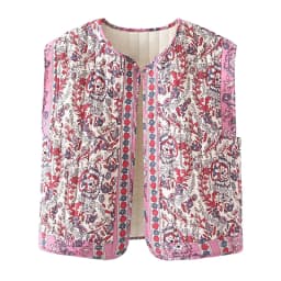 Dámská vintage vesta s výstřihem do V - elegantní letní crop top vzorovaný top - náhled 5