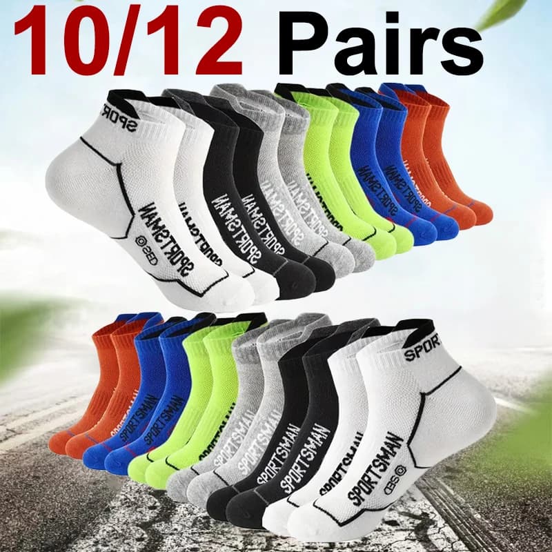 Prodyšné sportovní ponožky pánské antibakteriální letní bavlněné 10/12 párů