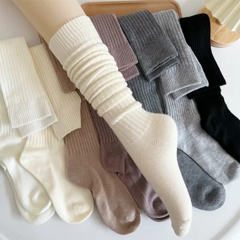 Dámské luxusní podkolenky z kašmíru - teplé, elegantní, vysoké zimní ponožky do kozaček