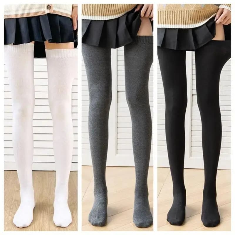 Dámské nadkolenní ponožky 80cm elastické teplé zimní módní punčochy do společnosti