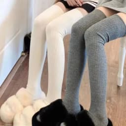 Dámské vlněné podkolenky | Teplé zimní ponožky | Elegantní černobílé provedení - náhled 5