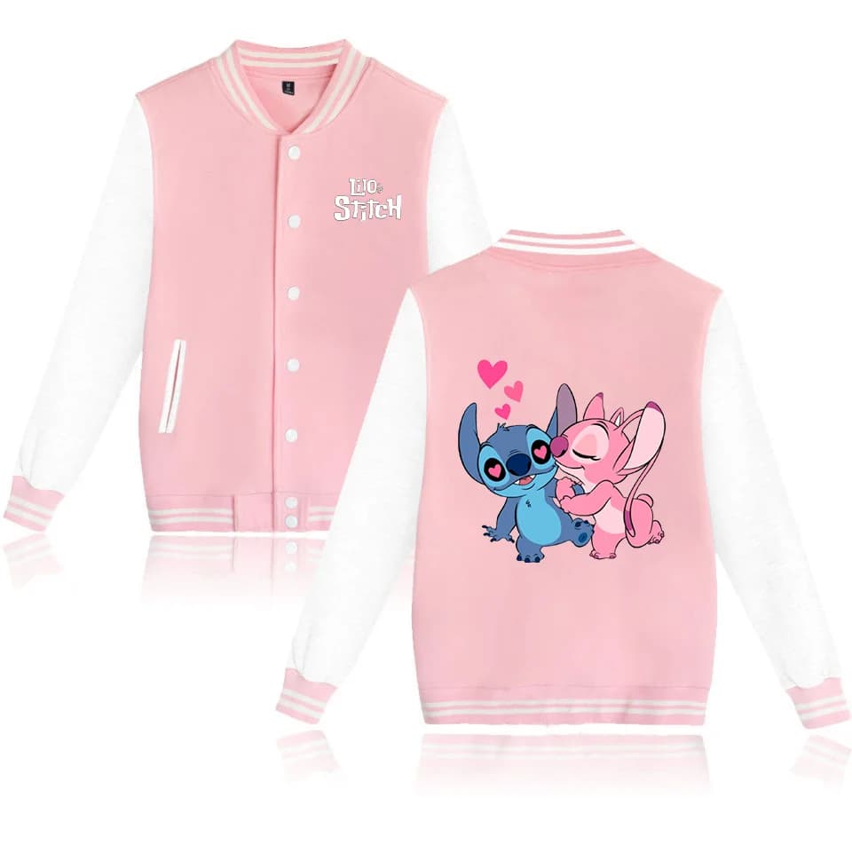 Dámská/pánská bomber bunda Lilo Stitch - stylový varsity baseball kabát pro teenagers