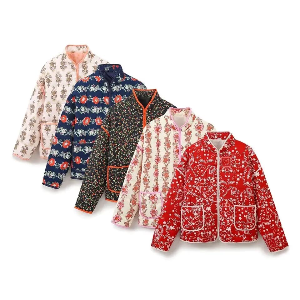 Dámská podzimní bunda módní styl volný střih bavlněná vícebarevná lehká casual