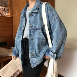 Dámská volnočasová džínová bunda elegantní sportovní oversized střih podzim/zima - náhled 3
