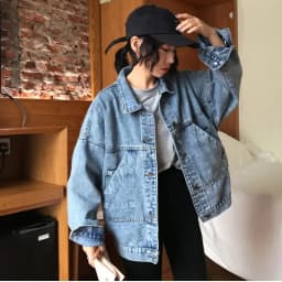 Dámská volnočasová džínová bunda elegantní sportovní oversized střih podzim/zima - náhled 4