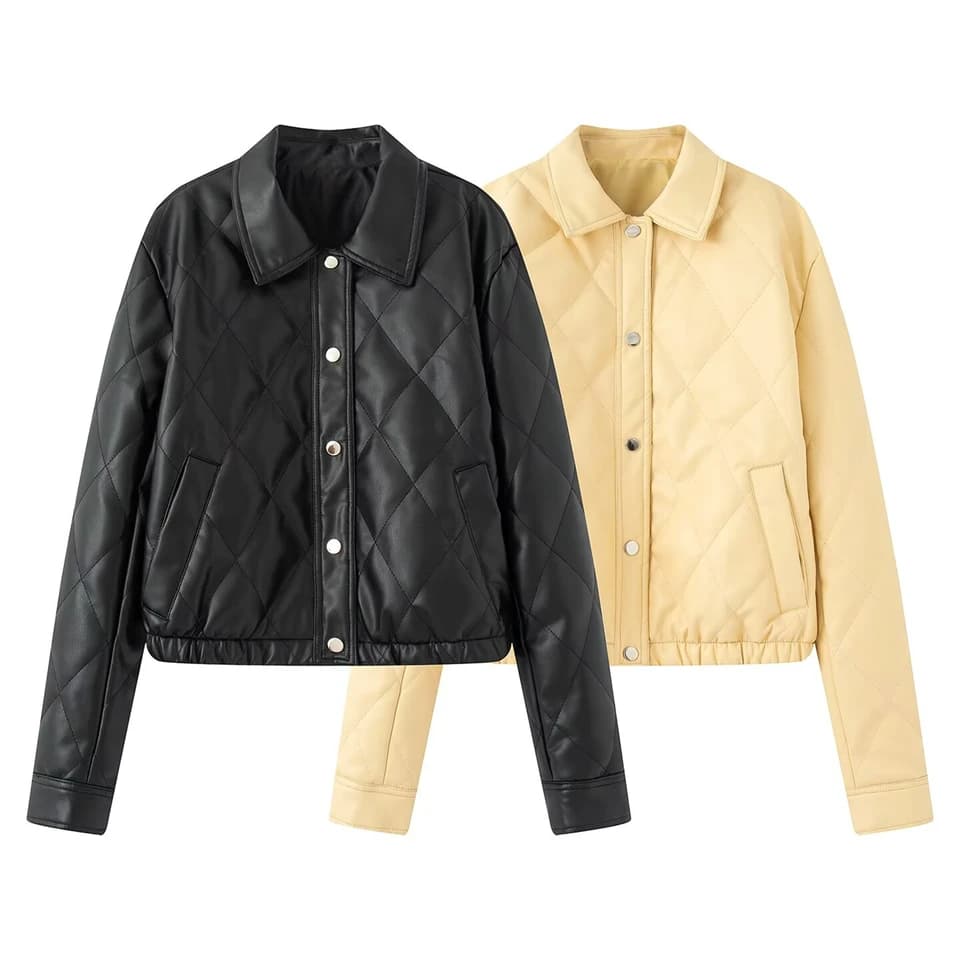 Dámský prošívaný bavlněný kabát krátký elegantní módní střih podzim 2025