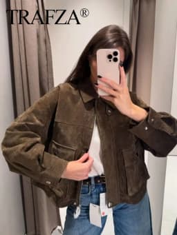 Dámská podzimní bunda se zipem a kapsami - elegantní volnočasový bomber světle modrý - náhled 3