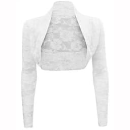 Dámský vintage krajkový bolero kardigan s květinovým vzorem černý módní lehký jarní top - náhled 5