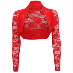 Dámský vintage krajkový bolero kardigan s květinovým vzorem černý módní lehký jarní top - náhled 6