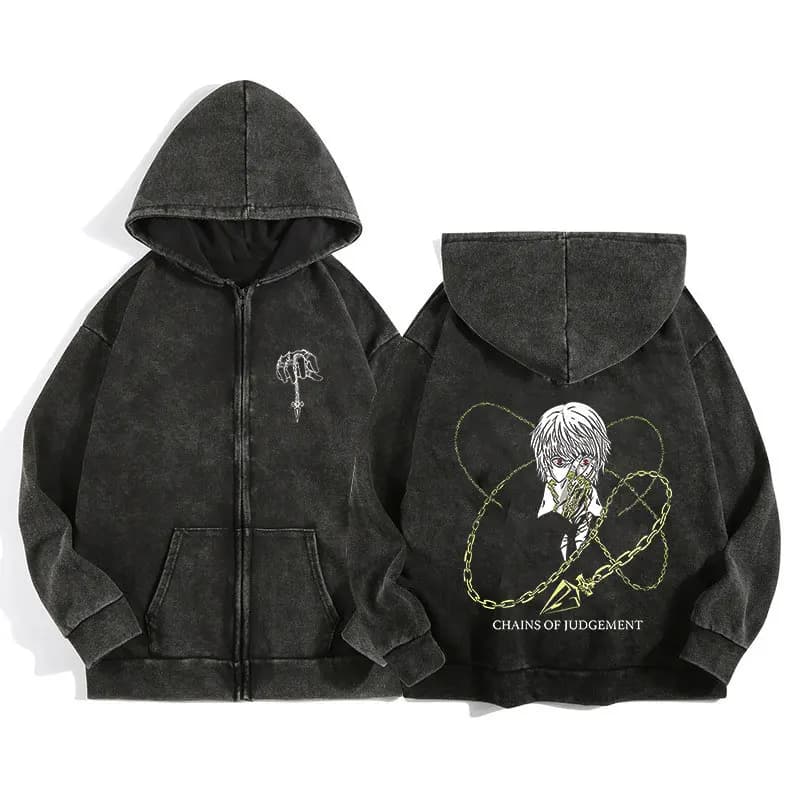 Pánská mikina s kapucí Hunter x Hunter - manga anime potisk, bavlněná sportovní bunda