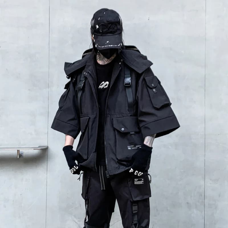 Pánská zimní cargo bunda s kapucí - Streetwear maskáčový styl, voděodolná, teplá
