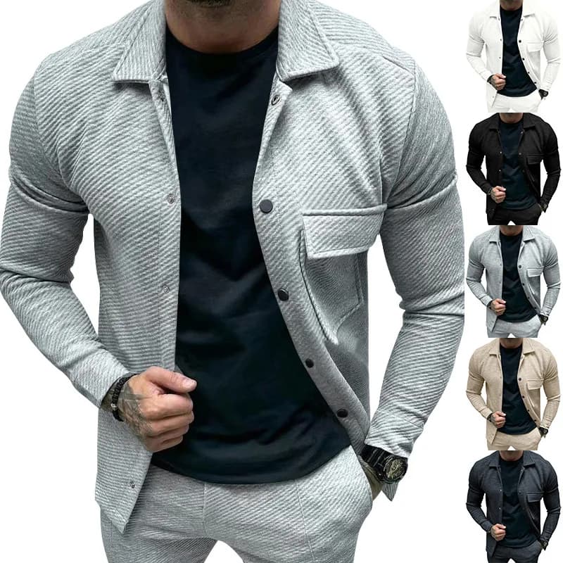 Pánská volnočasová bavlněná bunda slim fit - elegantní přechodový kabát s límcem v nadčasovém designu