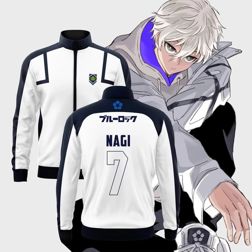 Sportovní bunda unisex fotbalový design modrý anime styl prodyšná jarní/podzimní