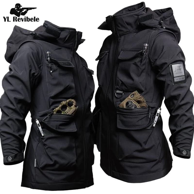 Pánská zimní taktická bunda voděodolná softshell fleece outdoorová vítr a voda odolná