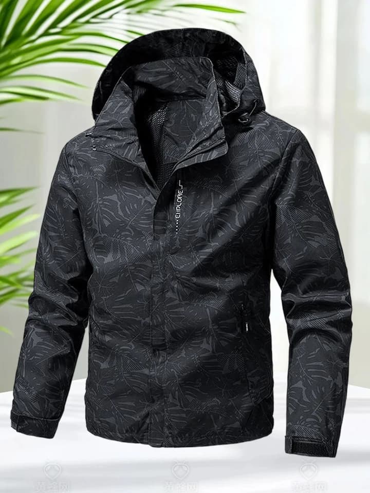 Pánská voděodolná bunda s odnímatelnou kapucí - lehká turistická bunda maskáč vel. S-3XL