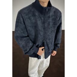 Pánská jarní bunda volného střihu se stojáčkem - módní streetwear casual kabát v moderním batikovaném designu - náhled 3