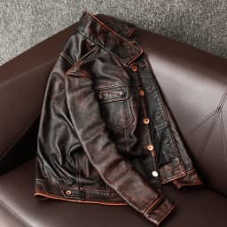 Pánská kožená bunda vintage motorkářský styl pravá kožená bunda hnědá distressed - náhled 5