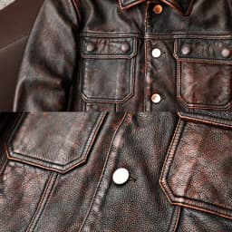 Pánská kožená bunda vintage motorkářský styl pravá kožená bunda hnědá distressed - náhled 7