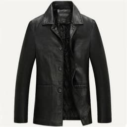 Pánská kožená bunda černá slim fit motorkářská zimní kabát módní stylový M-4XL - náhled 2