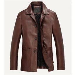Pánská kožená bunda černá slim fit motorkářská zimní kabát módní stylový M-4XL - náhled 5