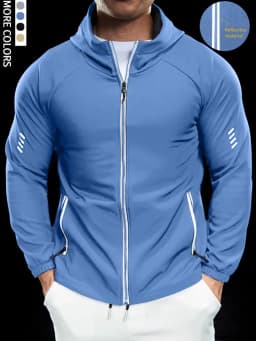 Pánská voděodolná bunda s kapucí reflexní zip outdoor sportovní víceúčelová S-2XL - náhled 4