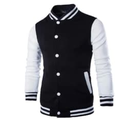 Módní baseballová bunda unisex jarní/podzimní slim fit sportovní kabát černá/modrá - náhled 2