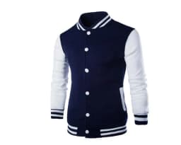 Módní baseballová bunda unisex jarní/podzimní slim fit sportovní kabát černá/modrá - náhled 7