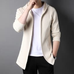 Pánská módní bunda s kapucí - stylový bomber slim fit, černá / tmavě modrá / šedá - náhled 6
