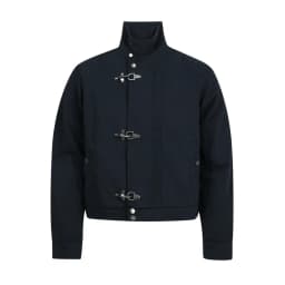 Pánská vintage navy modrá pracovní bunda s límcem a kapsami - volný střih patchwork design - náhled 6
