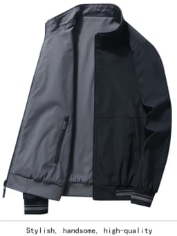 Pánská bunda 2v1 nepromokavá prošívaná sportovní outdoor softshell černá modrá - náhled 2